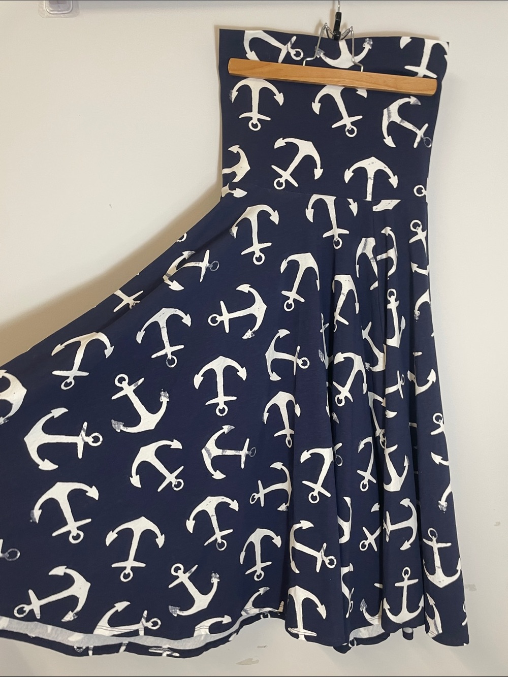 J. Crew Navy and White Sanur Dress - Anchor print Medium midi dress maxi skirt